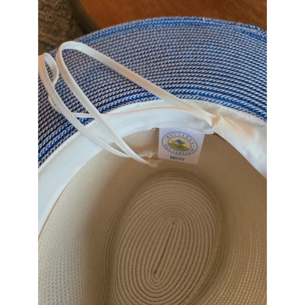 WALLLAROO Hat Company Kristy Fedora Sun Hat Blue Cream Packable Adj. Wide Brim - Picture 7 of 9